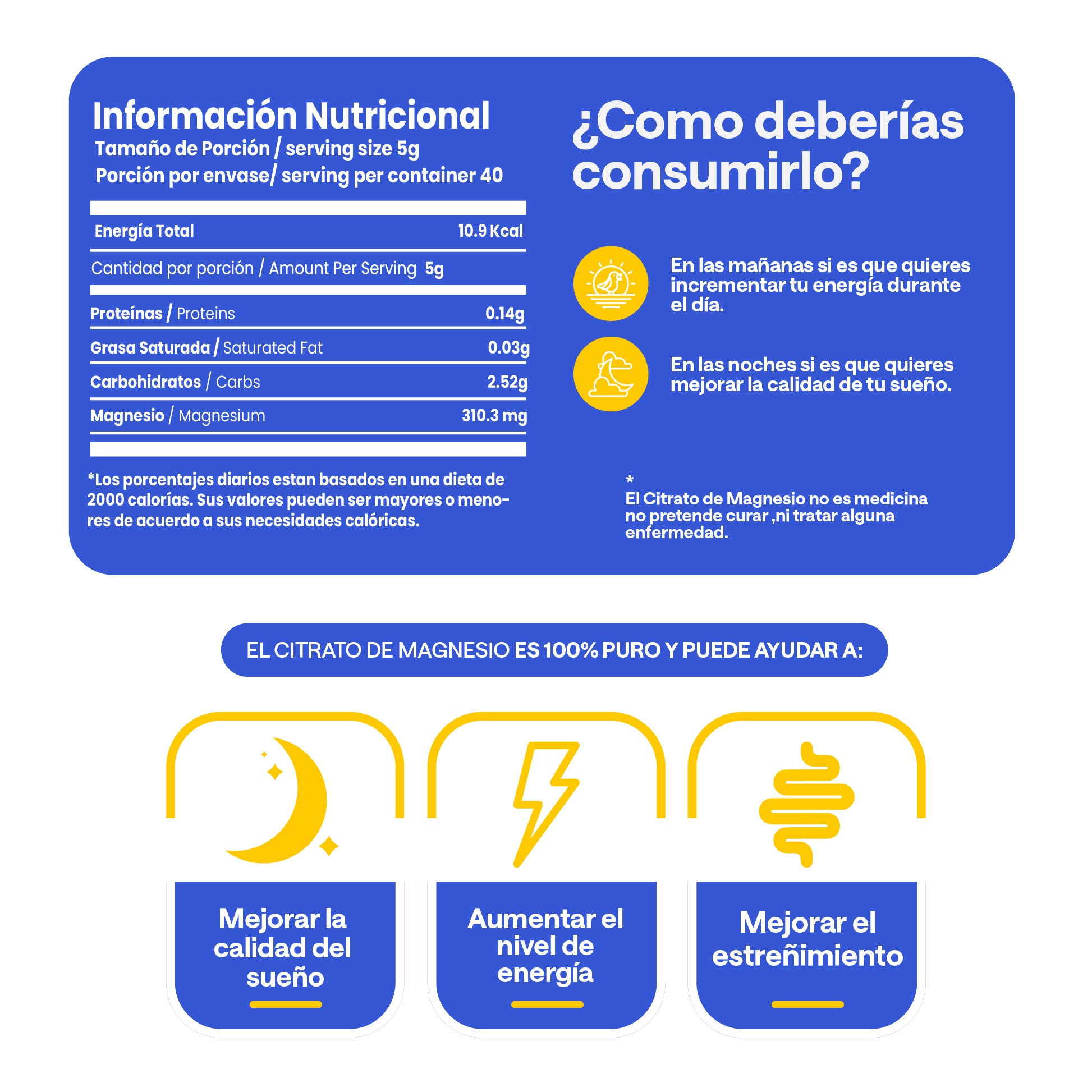 Citrato de Magnesio Premium Naranja y Limón 200g