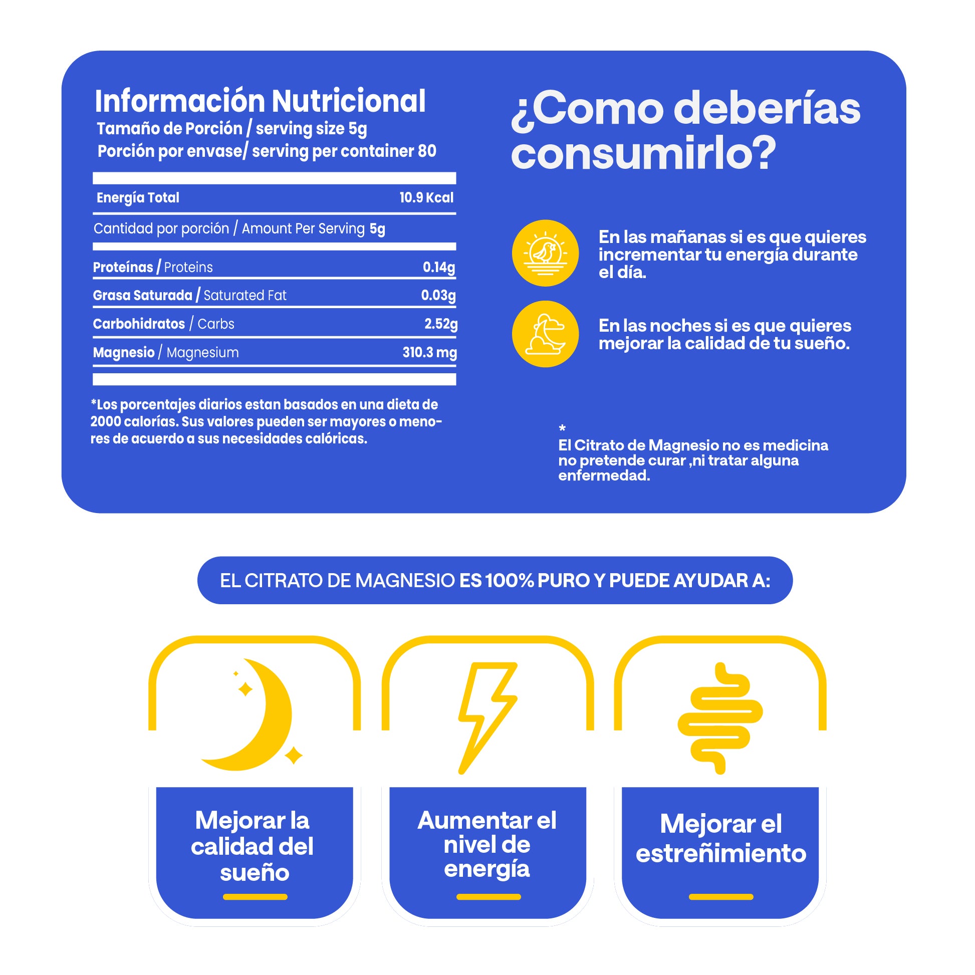 Citrato de Magnesio Premium Naranja y Limón 400g