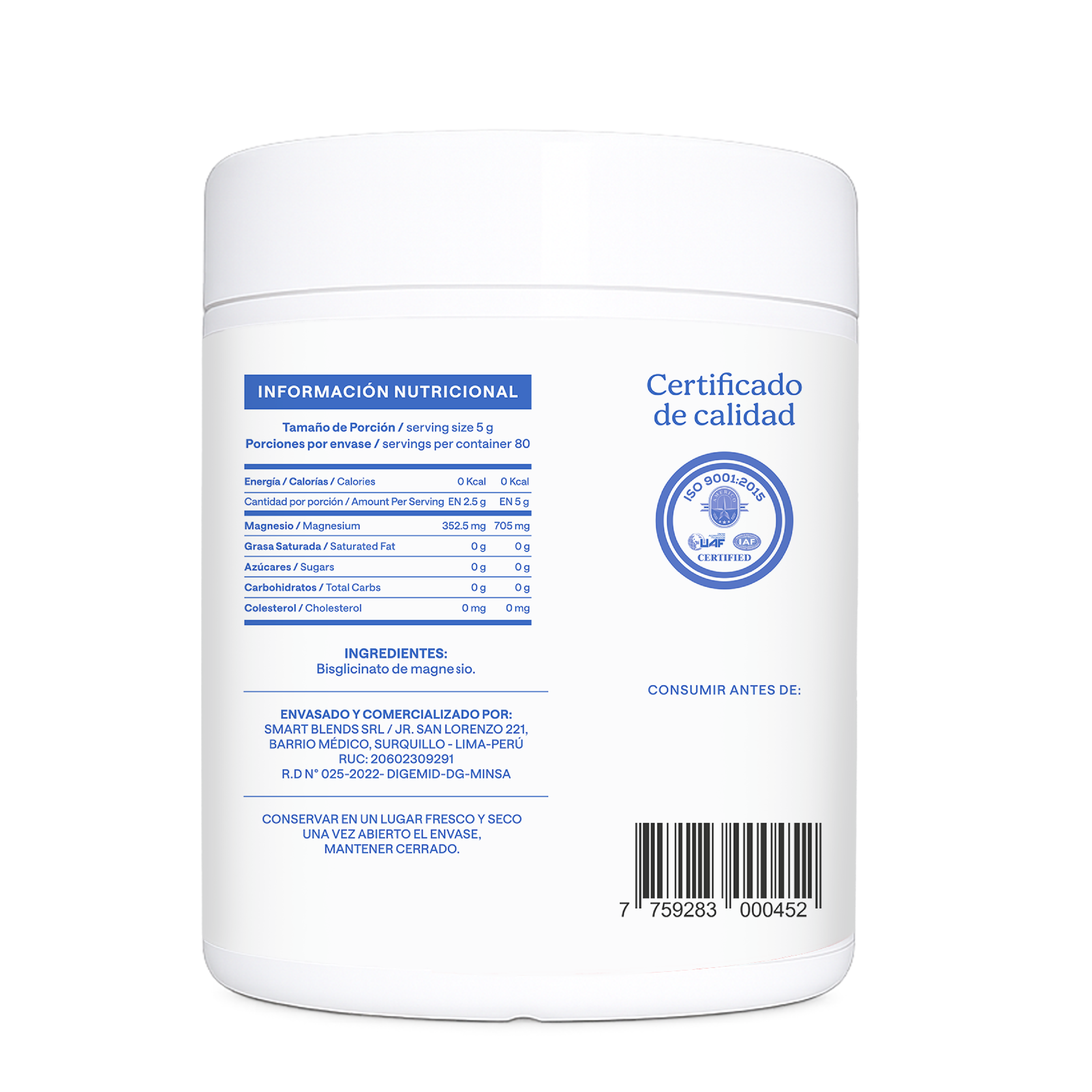 Bisglicinato De Magnesio Premium 400g