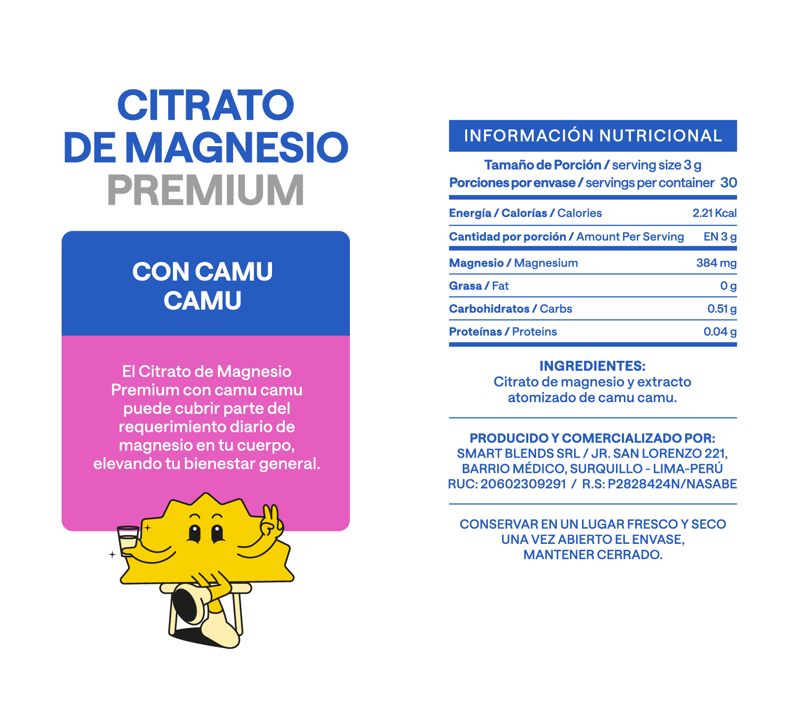Citrato De Magnesio En Sobres Camu Camu x30uds