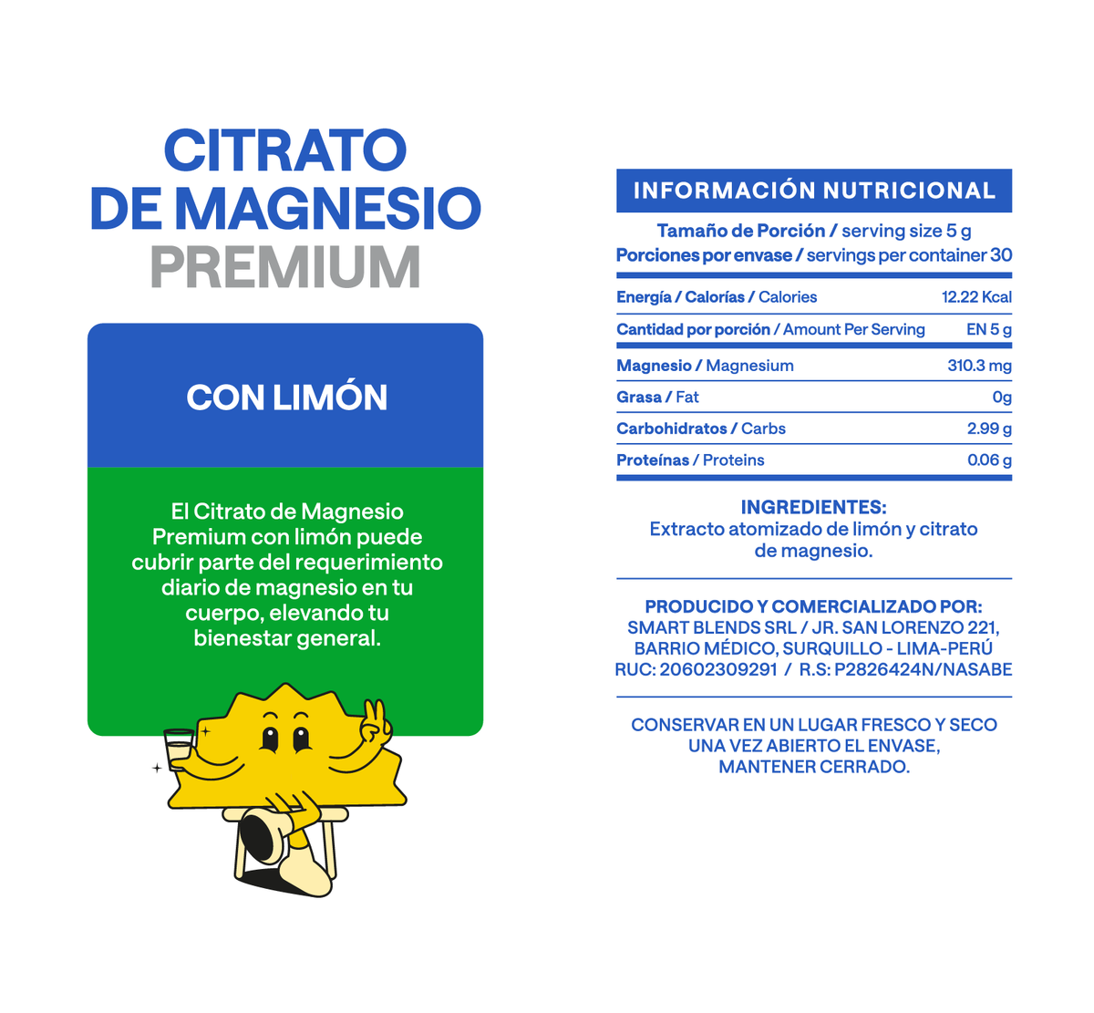 Citrato De Magnesio En Sobres Limon x30uds