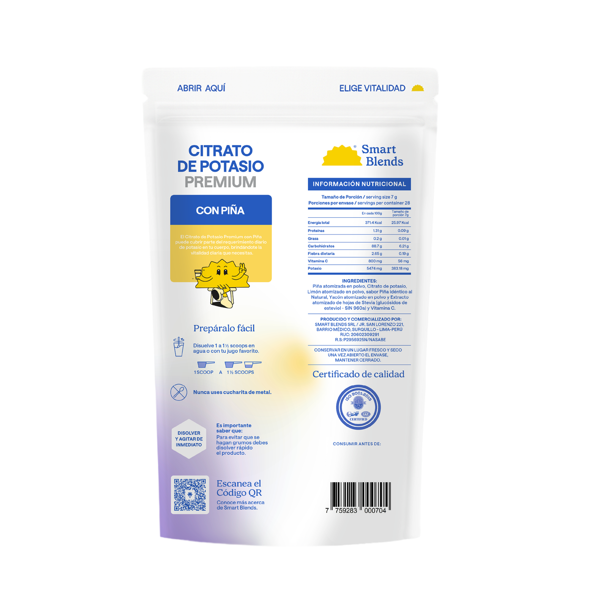 Citrato De Potasio con Piña 200g