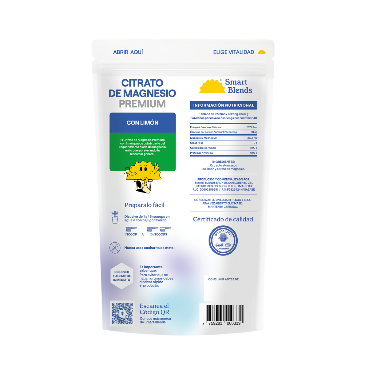 Citrato De Magnesio Con Limon Premium 200g