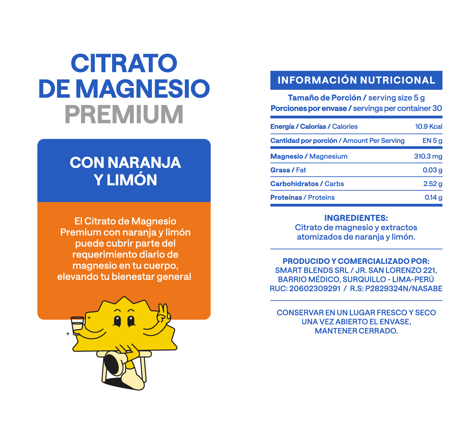 Citrato De Magnesio En Sobres Naranja x30uds