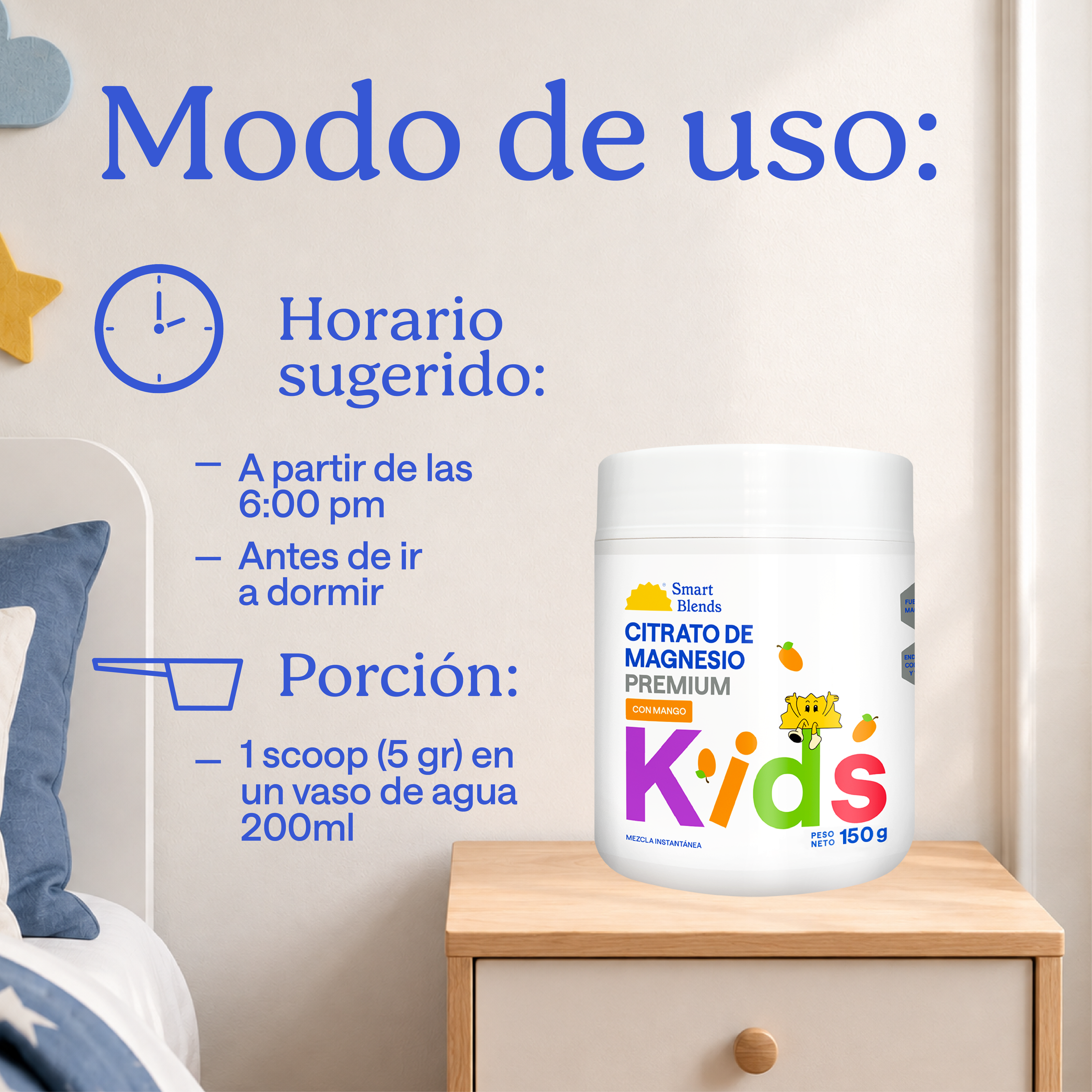 Citrato De Magnesio Para Niños Mango 150gr