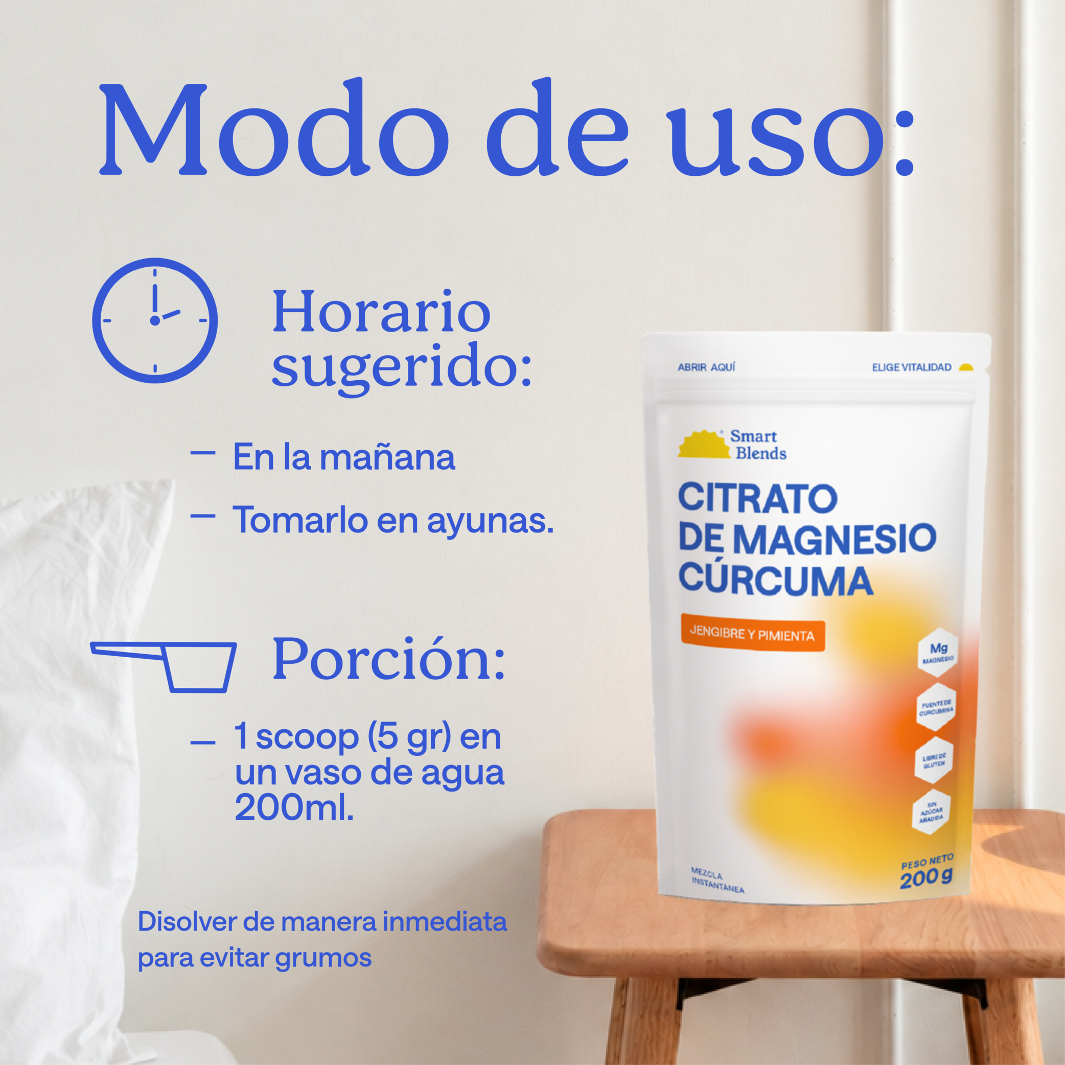 Citrato De Magnesio En Polvo Con Cúrcuma 200g