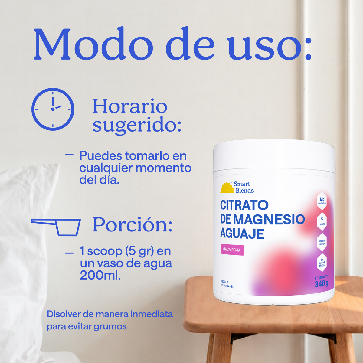 Citrato De Magnesio En Polvo Con Maca Roja Y Aguaje 340g