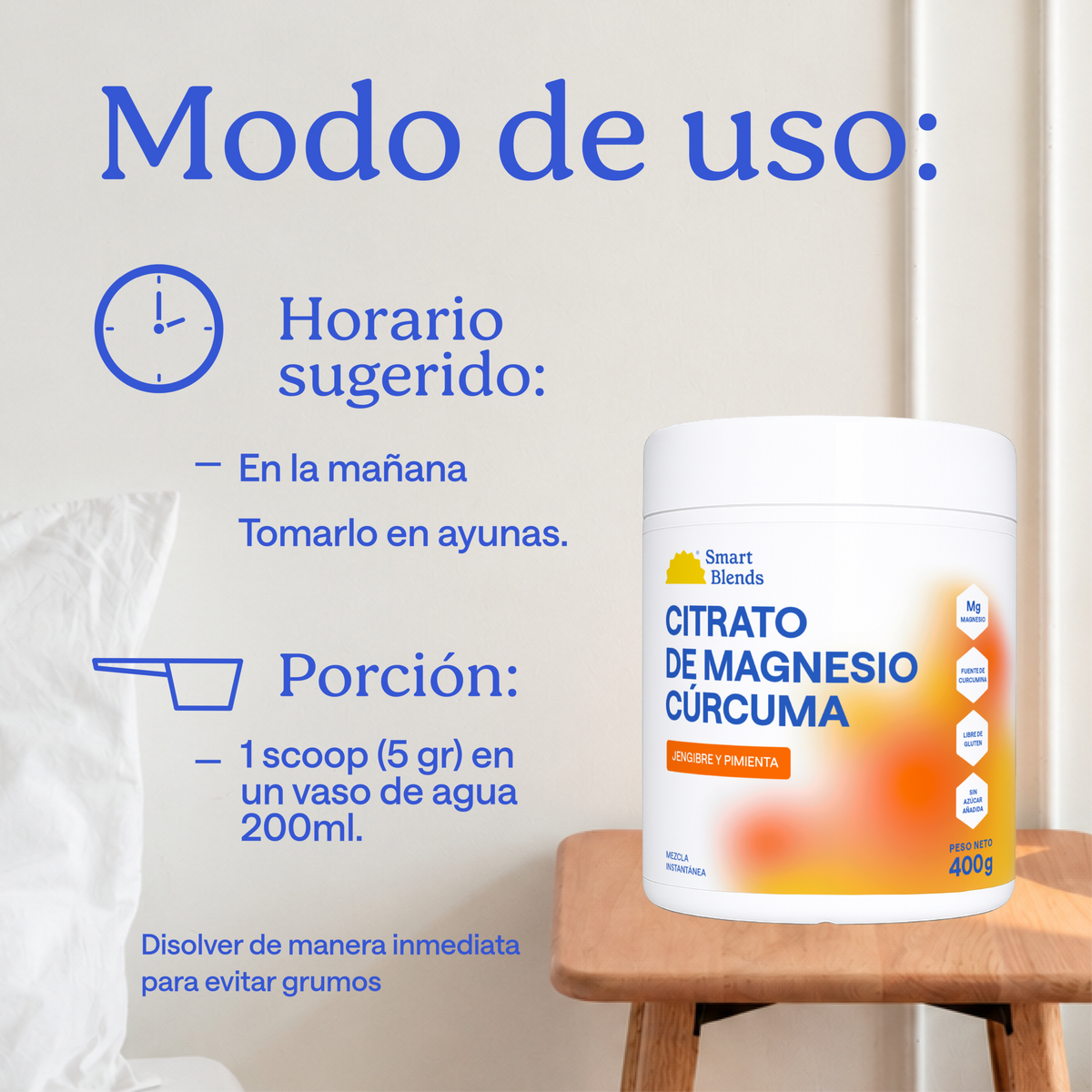 Citrato De Magnesio En Polvo Con Cúrcuma 400g