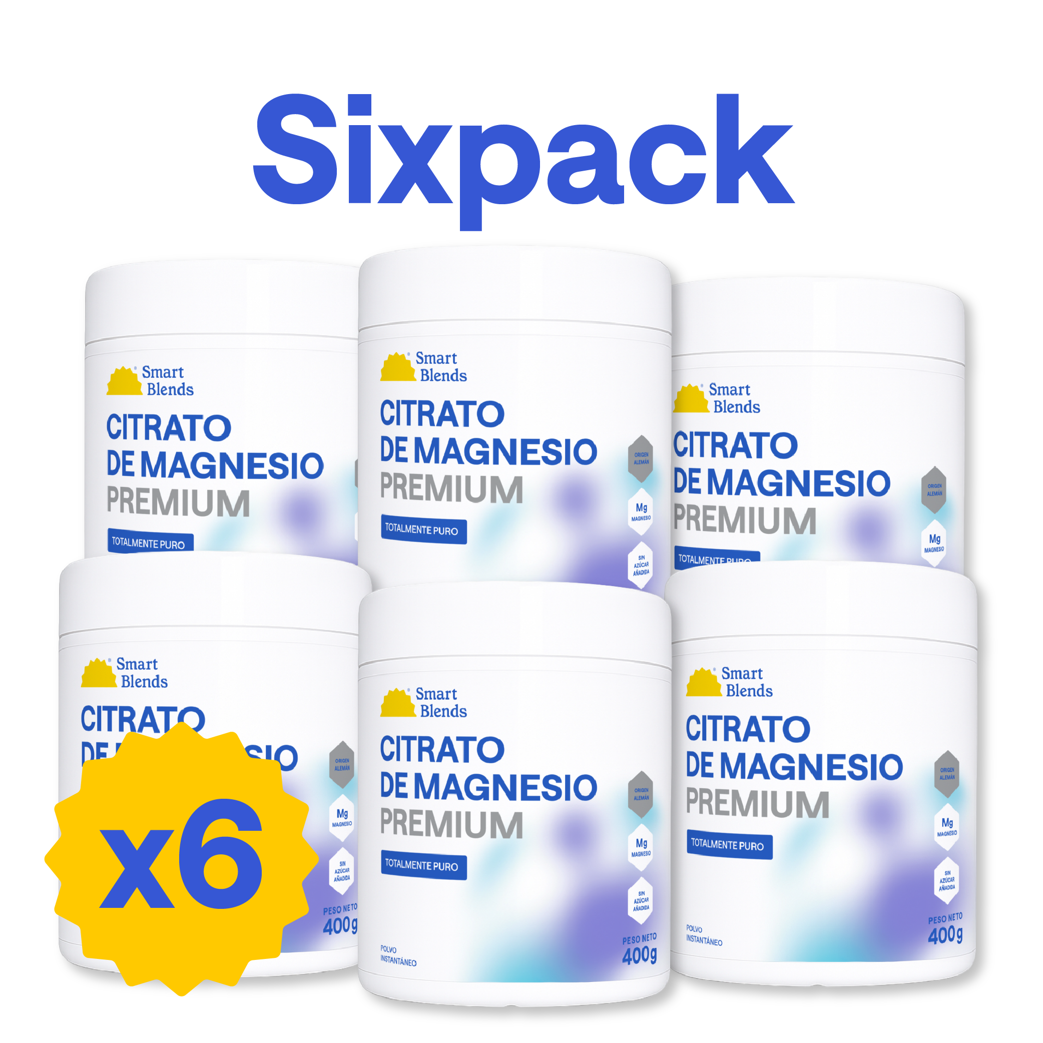 Pack Citrato De Magnesio En Polvo Premium 400g (X6)