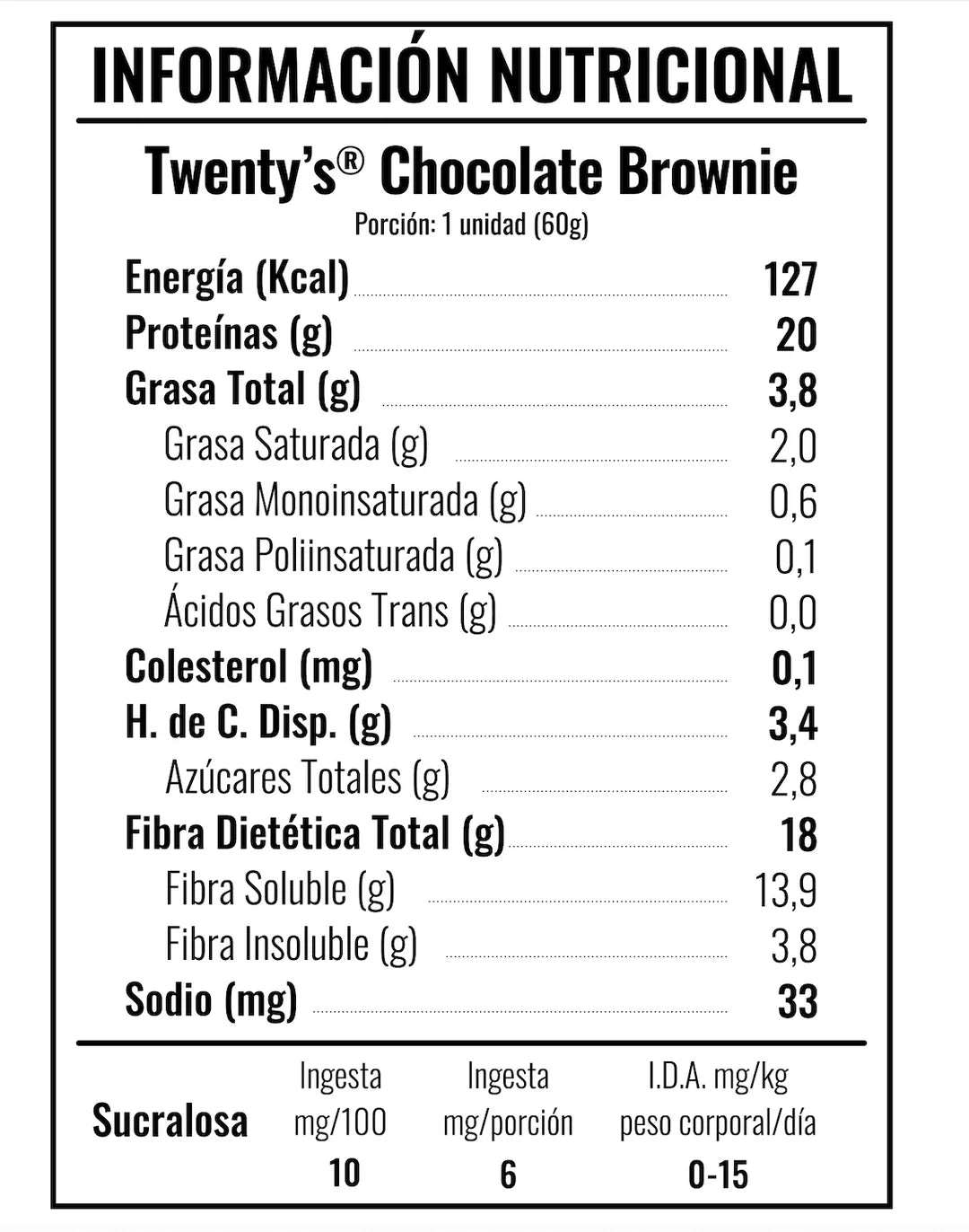 Twenty's Barra De Proteina Sabor Chocolate Brownie 60g