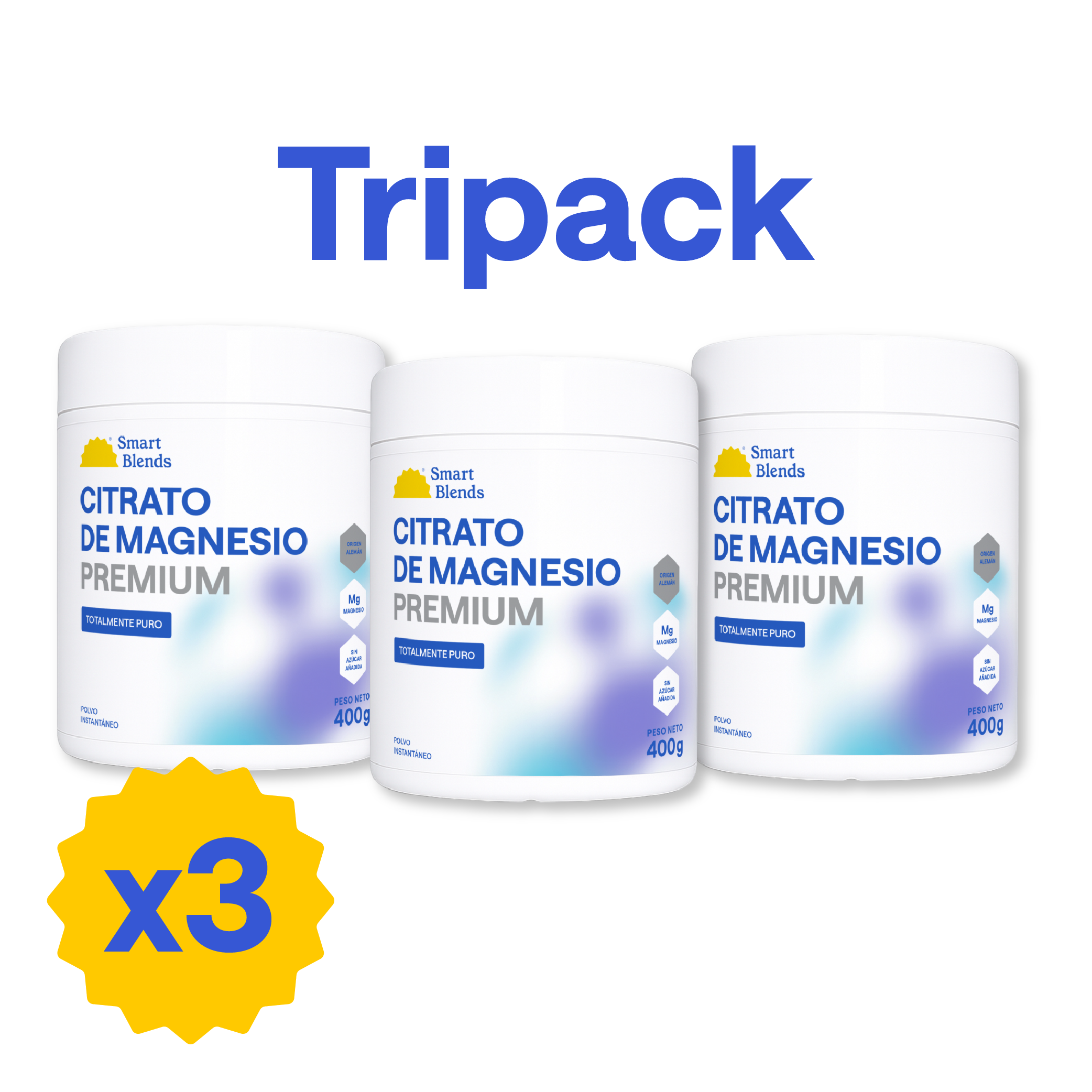 Pack Citrato De Magnesio En Polvo Premium 400g (X3)