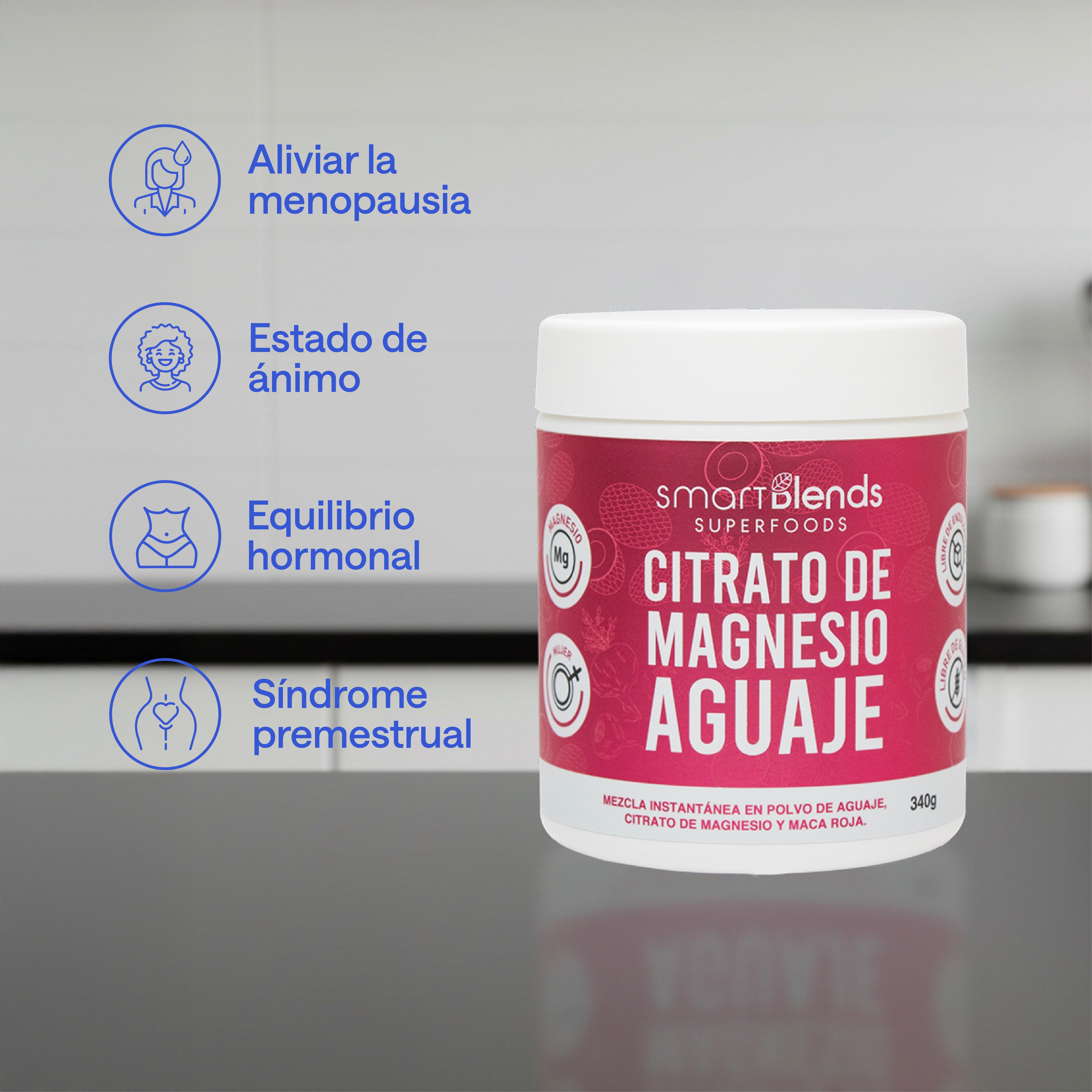 Citrato De Magnesio En Polvo Con Maca Roja Y Aguaje 340g