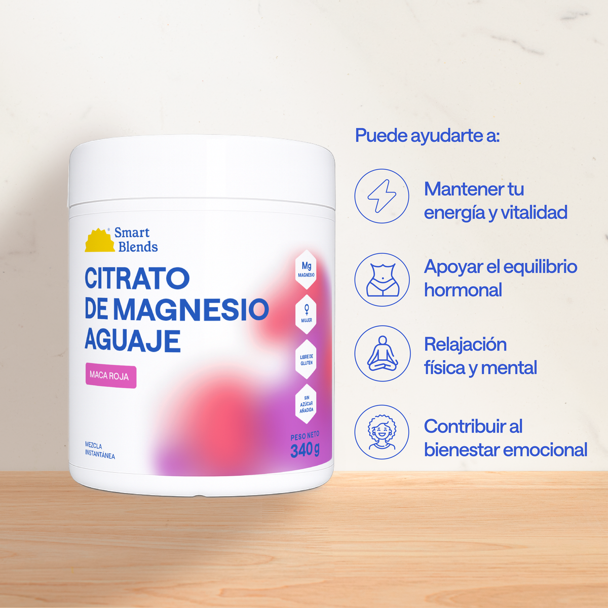 Citrato De Magnesio En Polvo Con Maca Roja Y Aguaje 340g