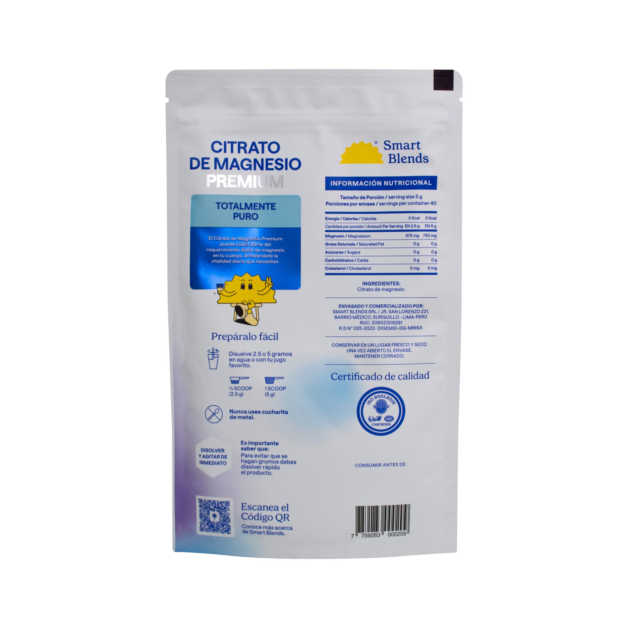 Citrato de Magnesio En Polvo Premium 200g