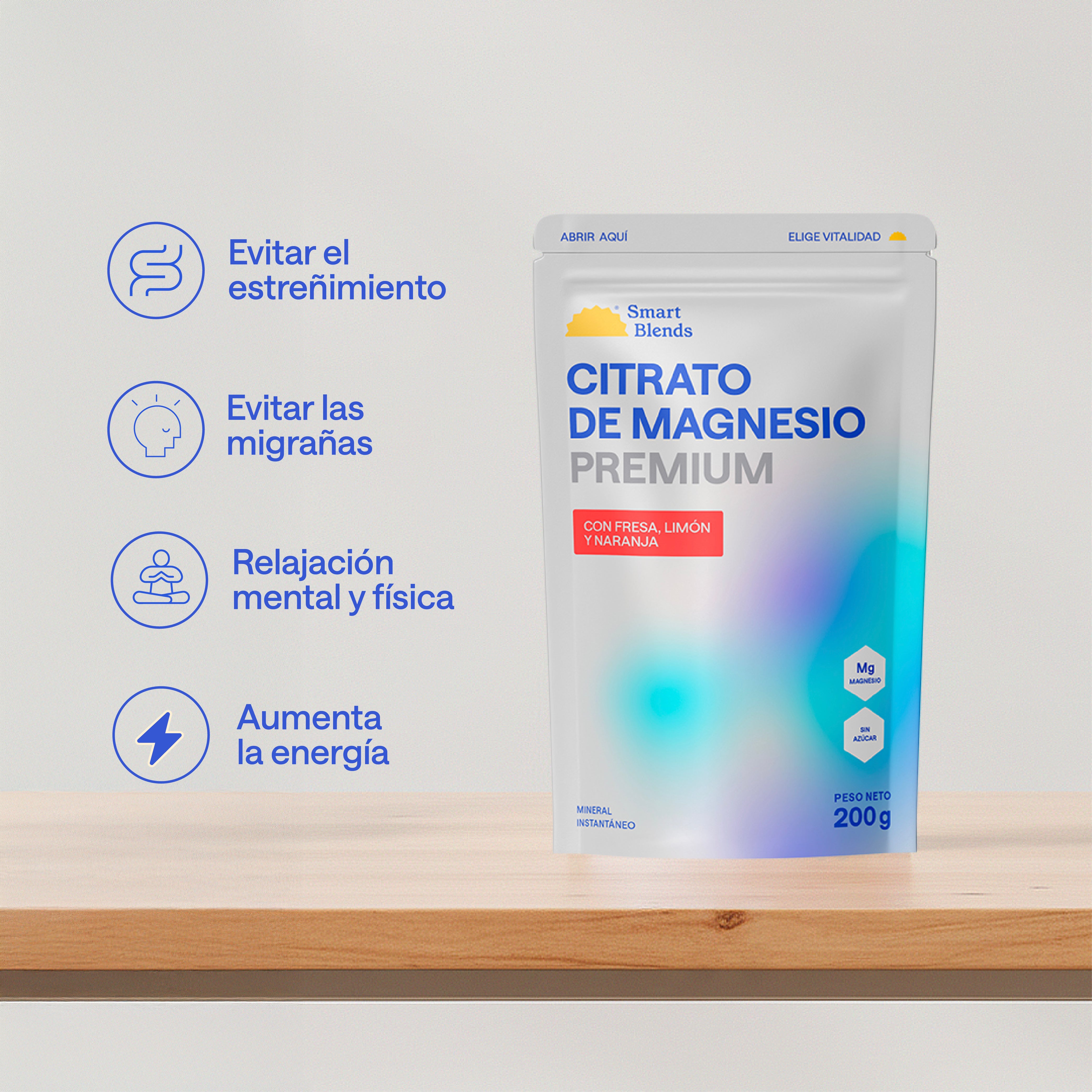 Citrato Magnesio Fresa, Limón Y Naranja 200g