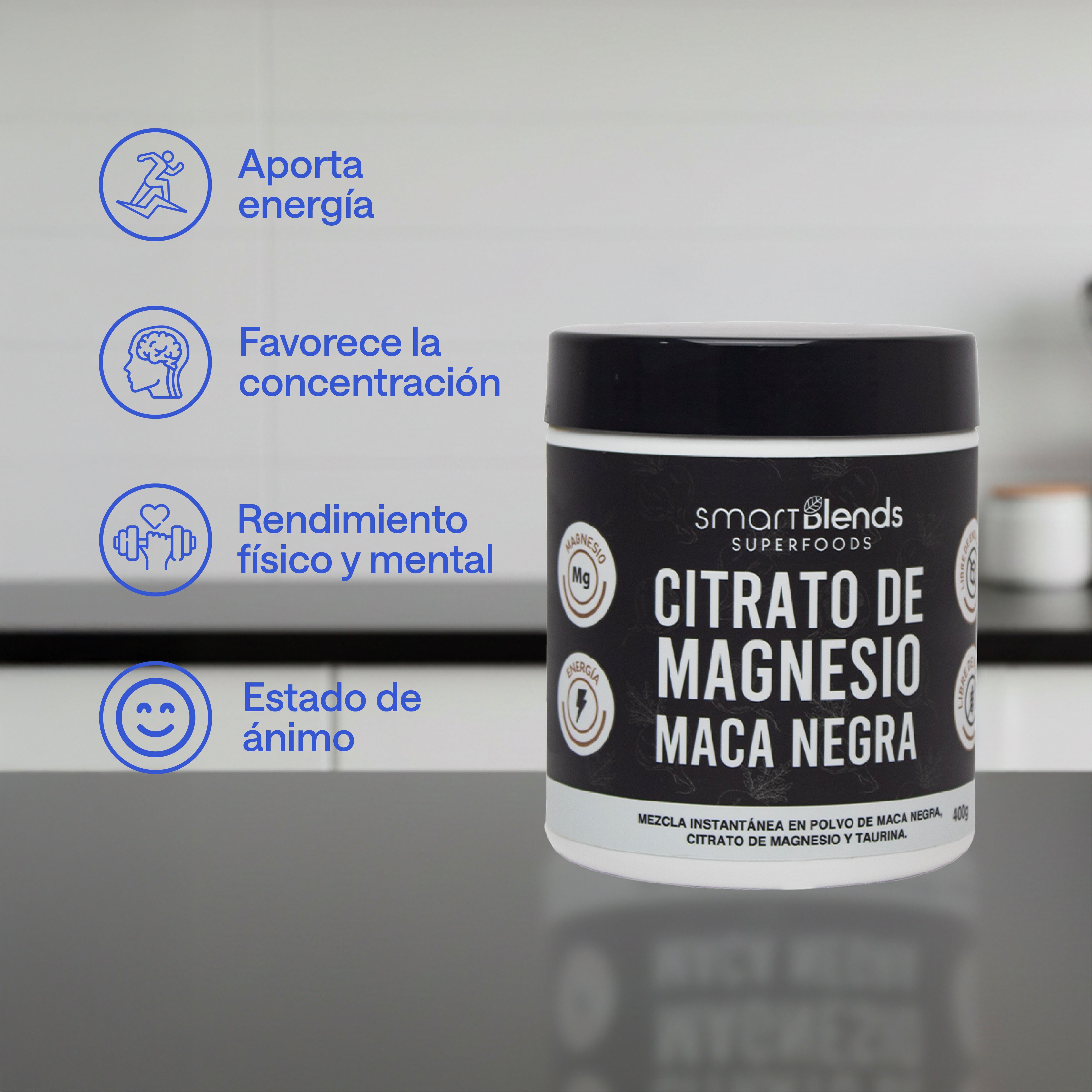 Citrato De Magnesio En Polvo Con Maca Negra 400g