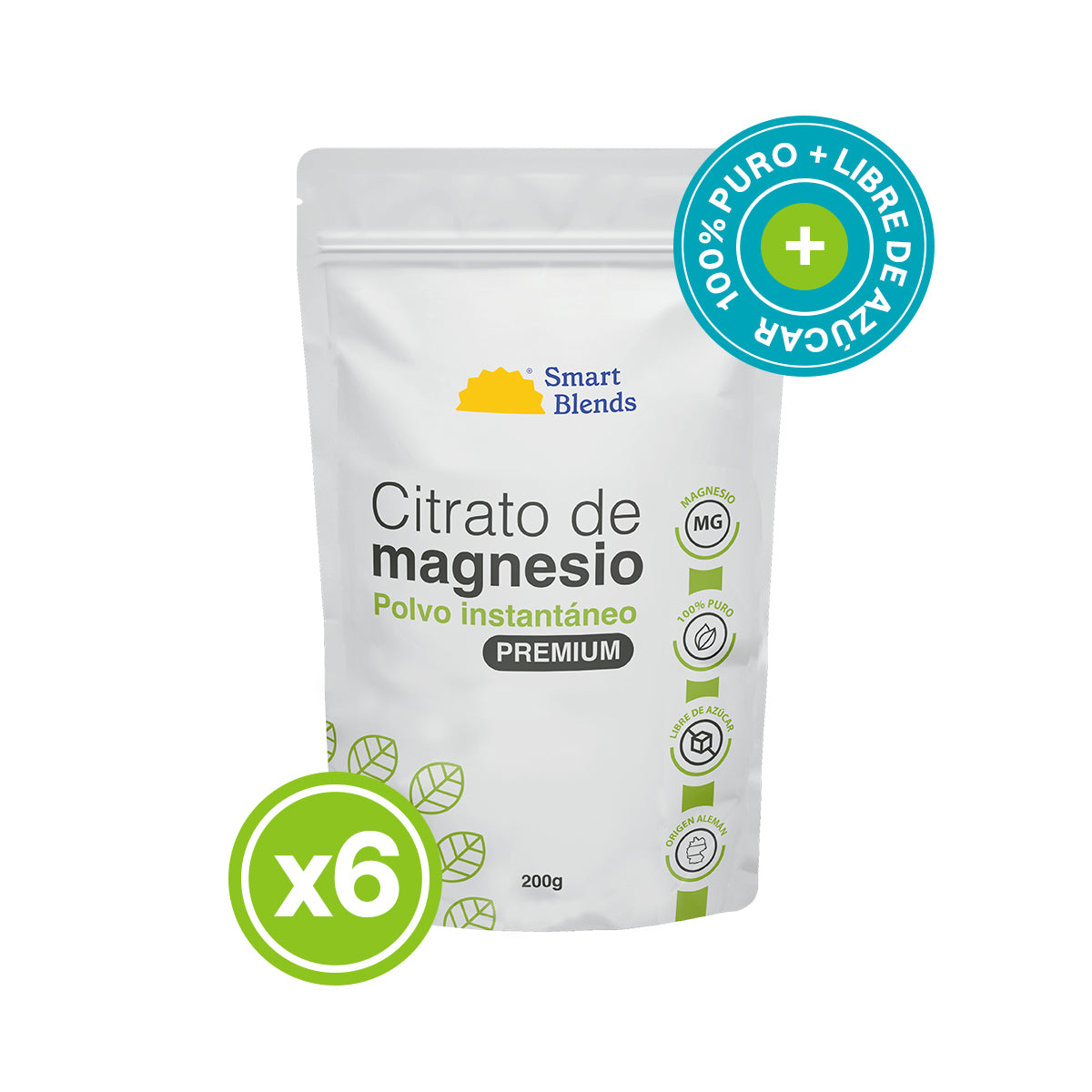 Pack Citrato de Magnesio Premium 200g (X6)
