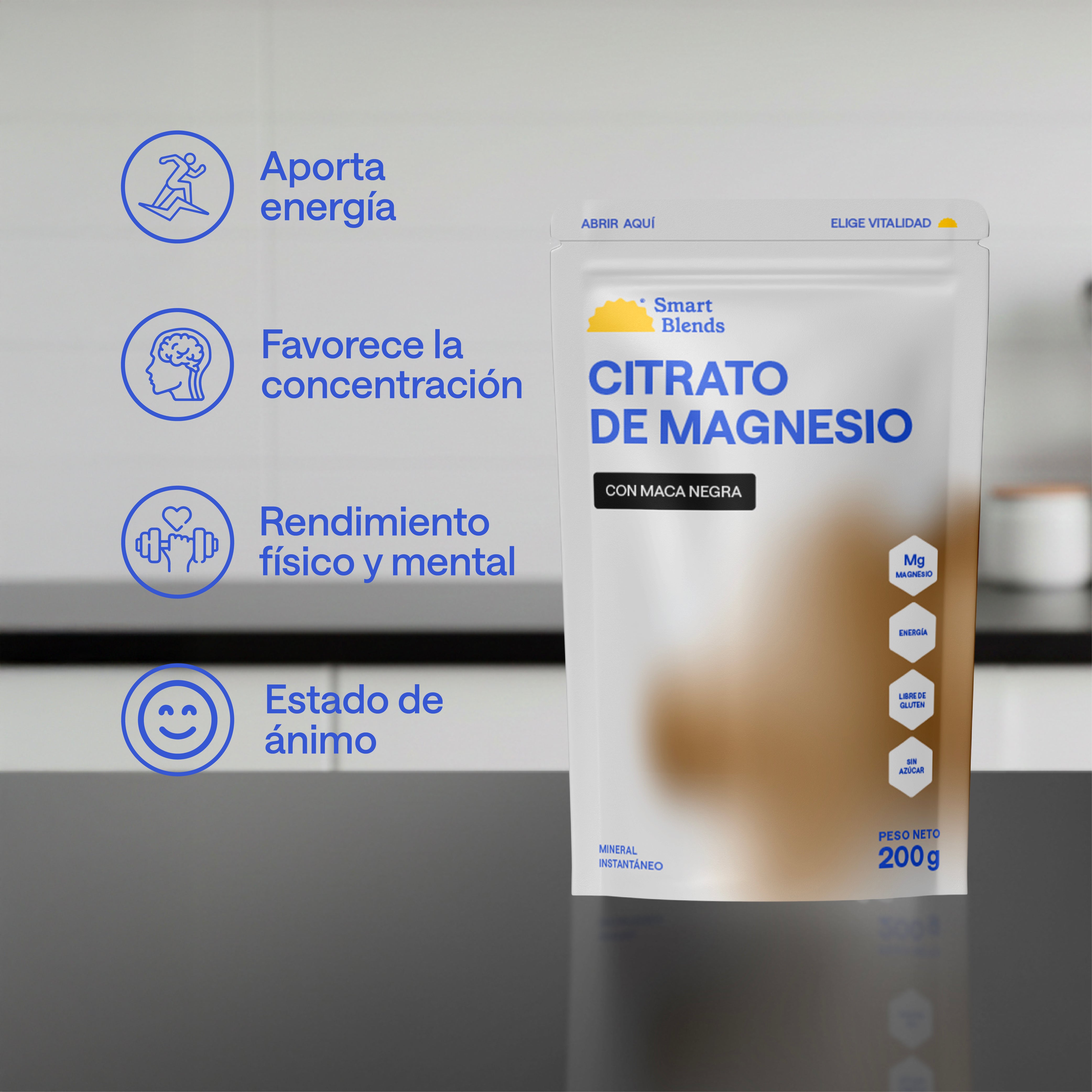 Citrato De Magnesio En Polvo Con Maca Negra 200g