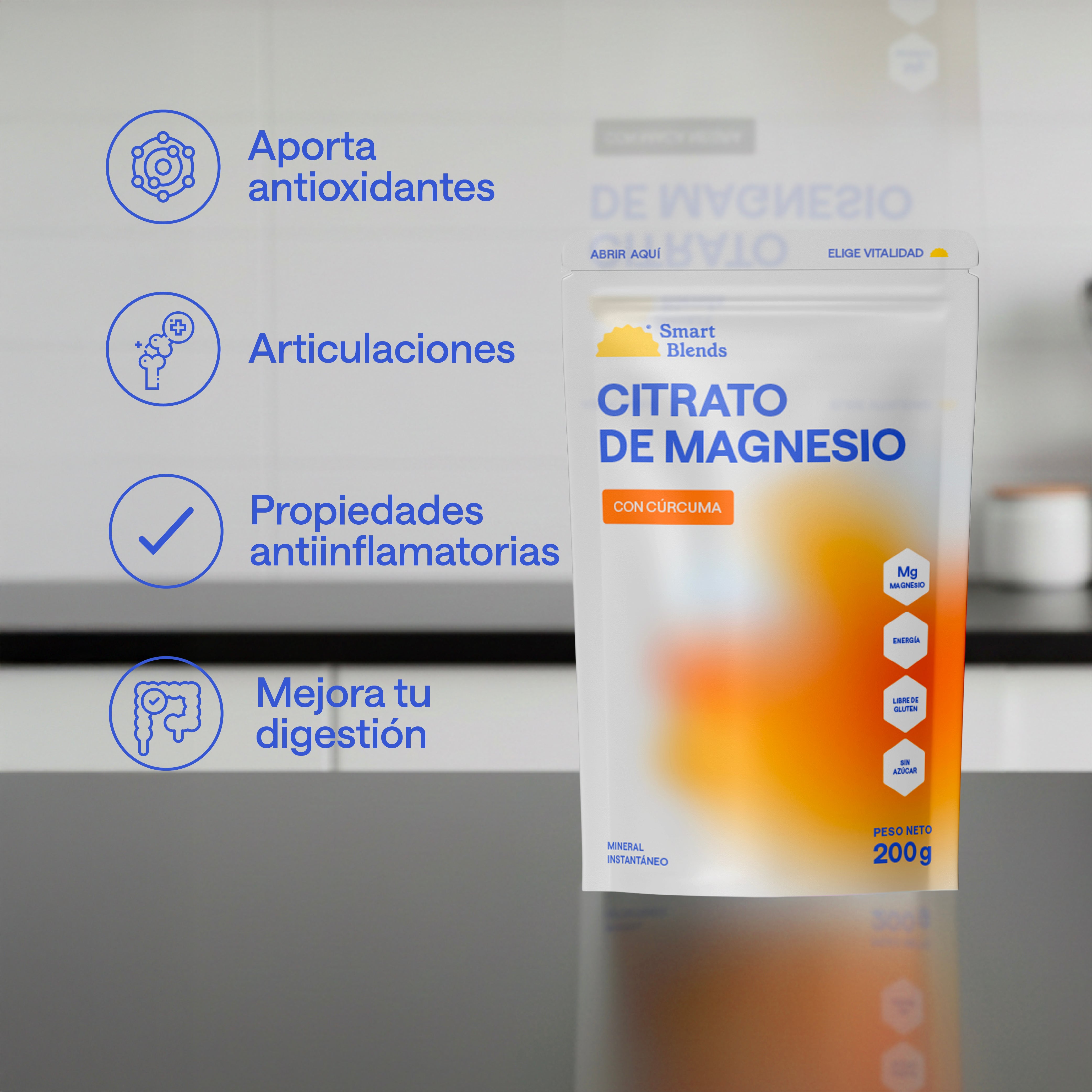 Citrato De Magnesio En Polvo Con Cúrcuma 200g