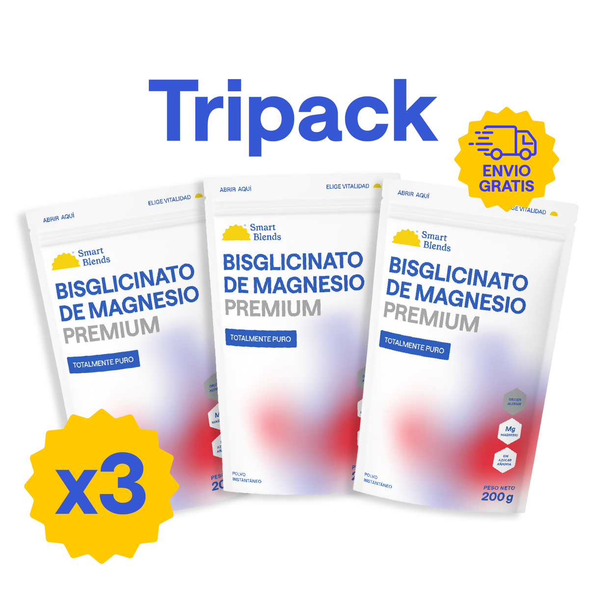 Pack Bisglicinato De Magnesio Premium 200g
